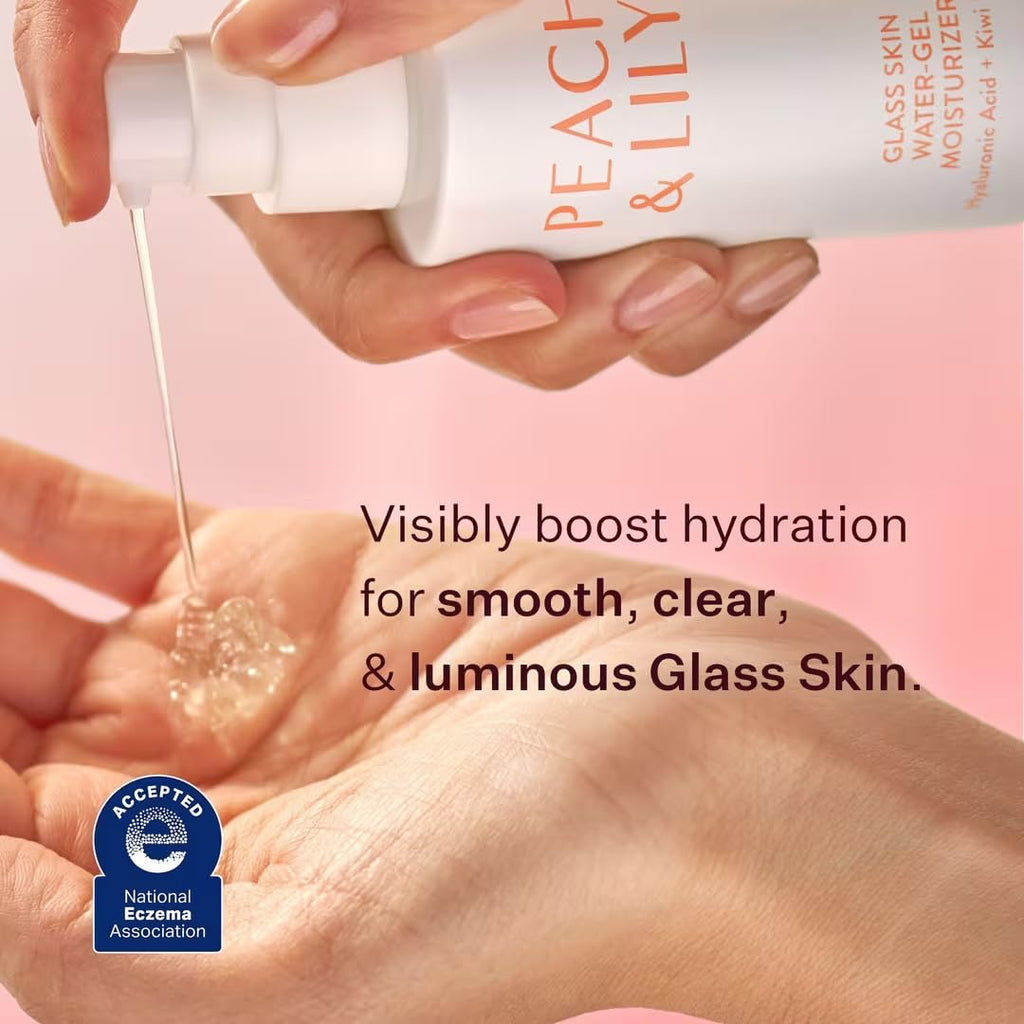 Peach & Lily Glass Skin Water-Gel Moisturizer – Lightweight, Oil-Free, Hyaluronic Acid (1.69 oz)