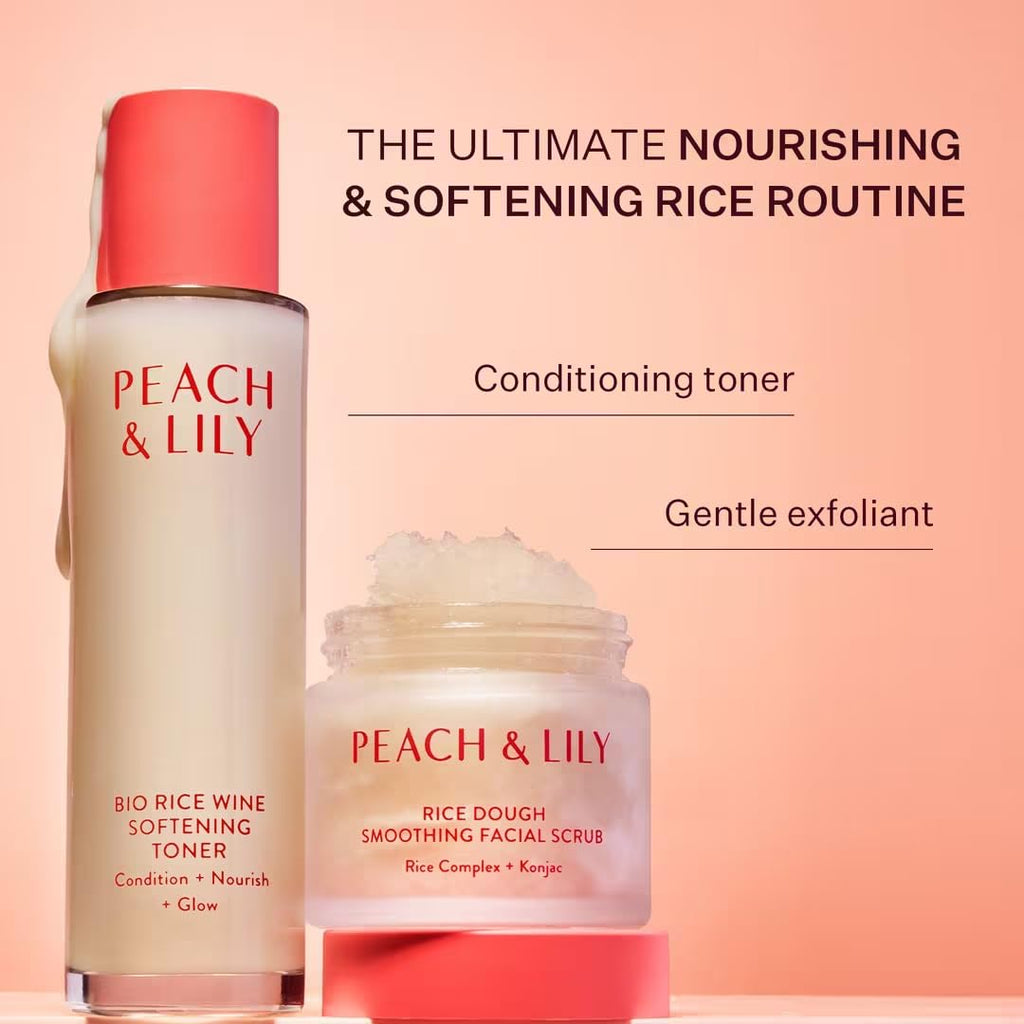 Peach & Lily Rice Dough Smoothing Facial Scrub | Gentle Exfoliation & Nourishment