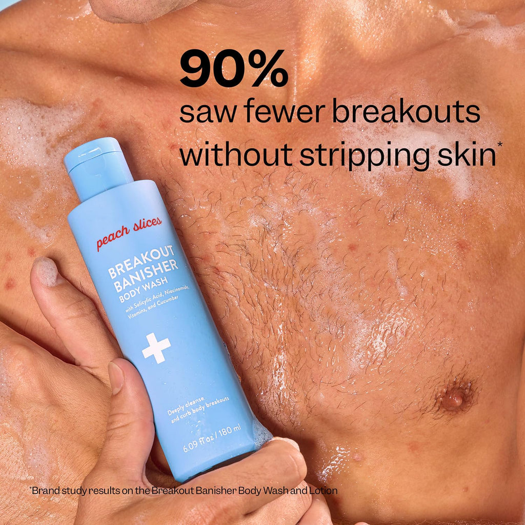 Peach Slices Breakout Banisher Body Wash – 1% Salicylic + Glycolic, Niacinamide, Cucumber | Vegan & Cruelty-Free