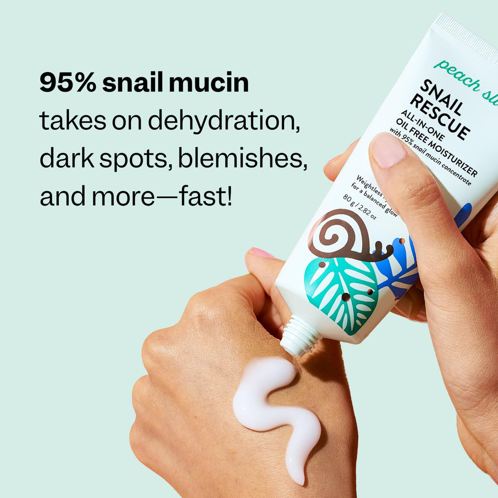 Peach Slices Snail Rescue All-in-One Oil-Free Moisturizer | 95% Snail Mucin, Birch Juice & Hyaluronic Acid