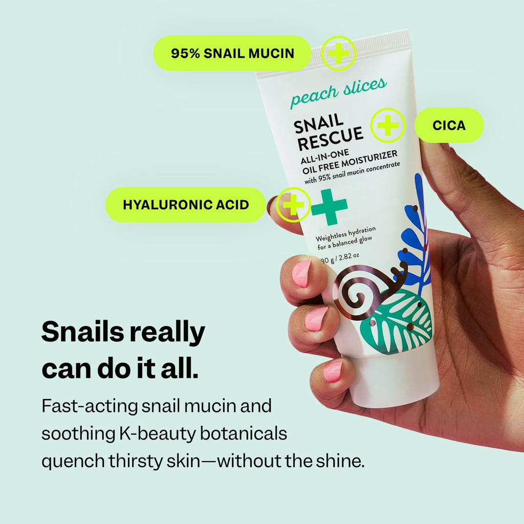 Peach Slices Snail Rescue All-in-One Oil-Free Moisturizer | 95% Snail Mucin, Birch Juice & Hyaluronic Acid