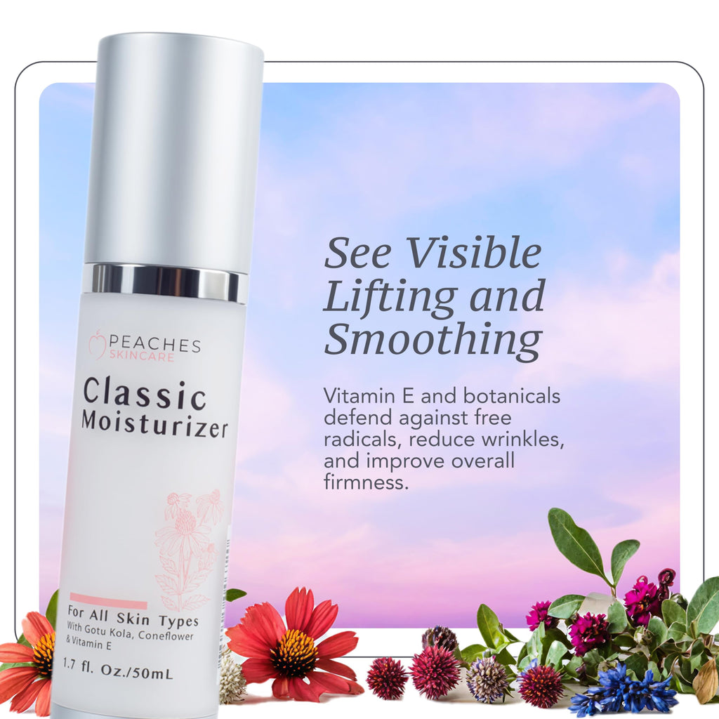 Peaches Skin Care Hydrating Vegan Moisturizer with Vitamin E, Gotu Kola & Pineapple – Daily Face Cream 1.7 oz