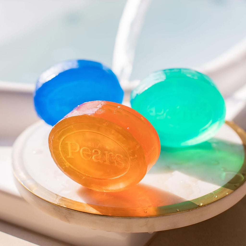 Pears Glycerin Soap Variety 12-Pack – Transparent Amber, Blue & Green Bars (3.53 oz each)