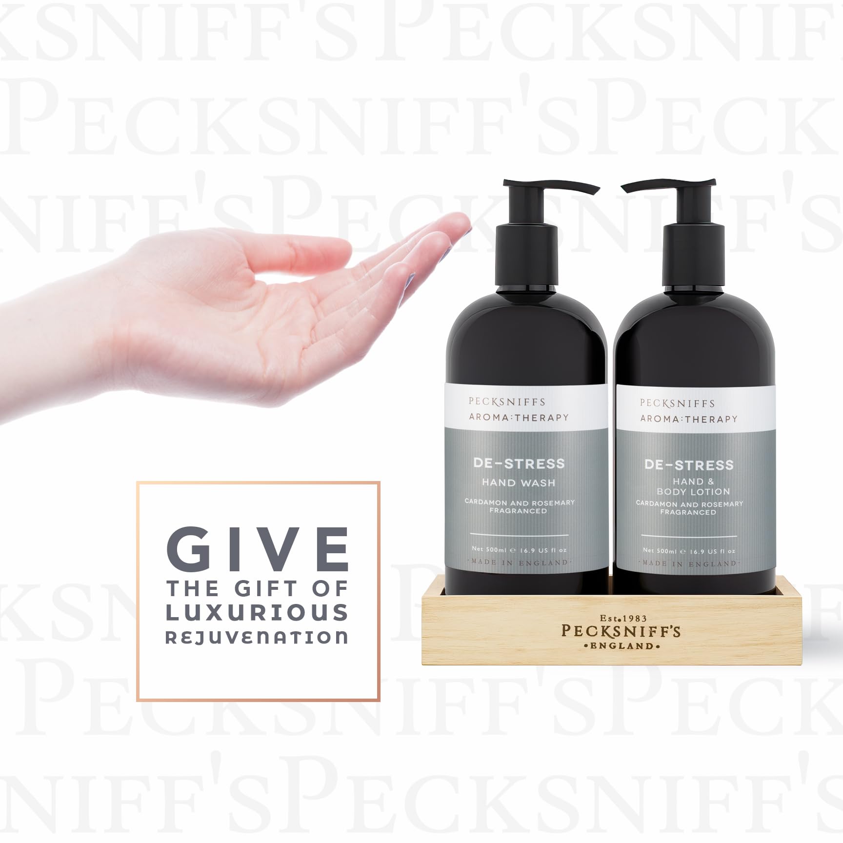 Pecksniff's Moisturizing Hand Wash & Lotion Set – Aroma Therapy De-Stress, 500 ml / 16.9 oz