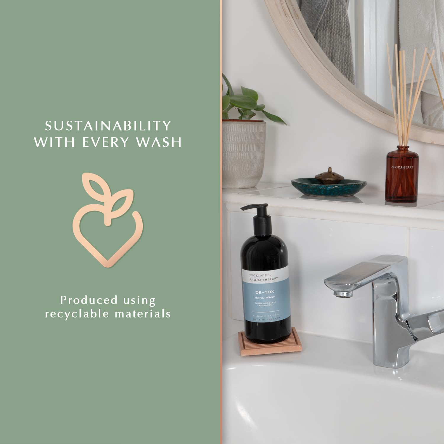 Pecksniff's Aroma Therapy De-Tox Hand Wash & Lotion Set – 500 ml in Wooden Caddy