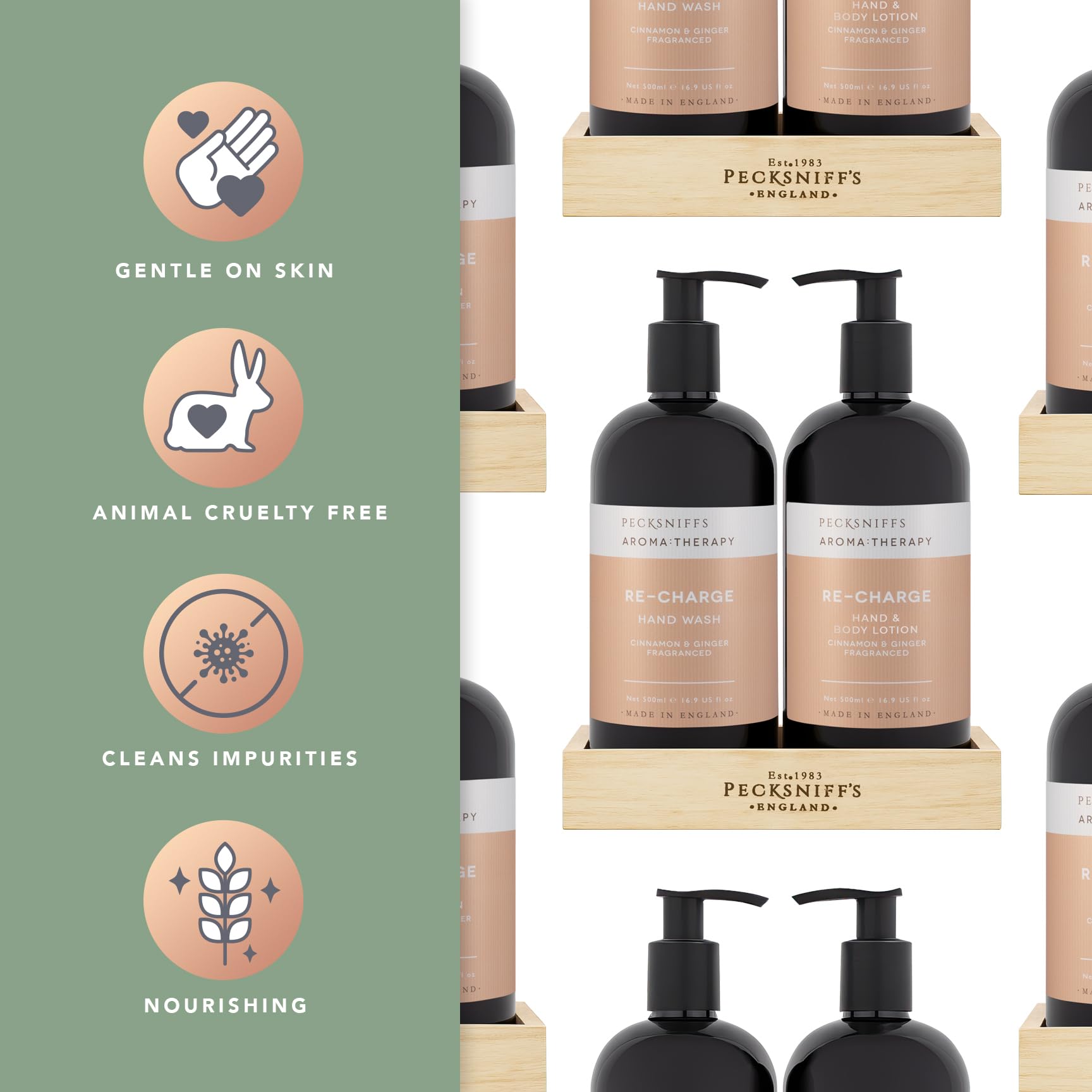 Pecksniff's Aroma Therapy Re-Charge Hand Wash & Lotion Caddy Set – 500 ml