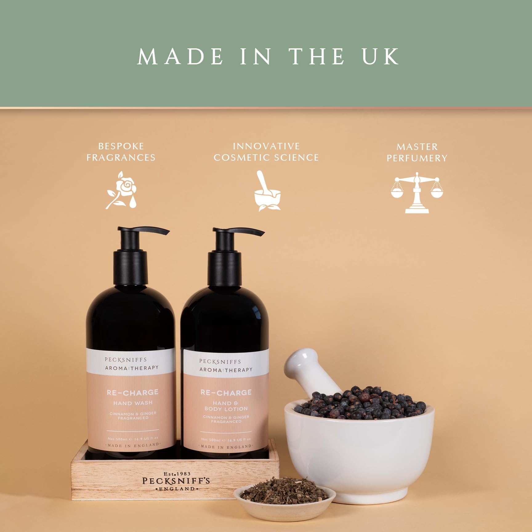 Pecksniff's Aroma Therapy Re-Charge Hand Wash & Lotion Caddy Set – 500 ml