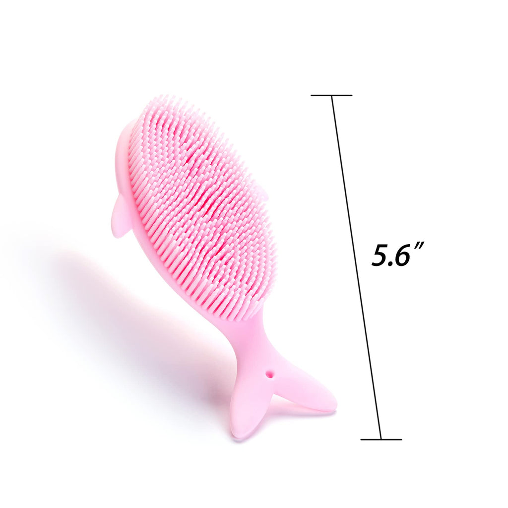 Penepico Premium Sensory Brush – 2-in-1 Silicone Bath Loofah for Kids (Whale, Yellow)