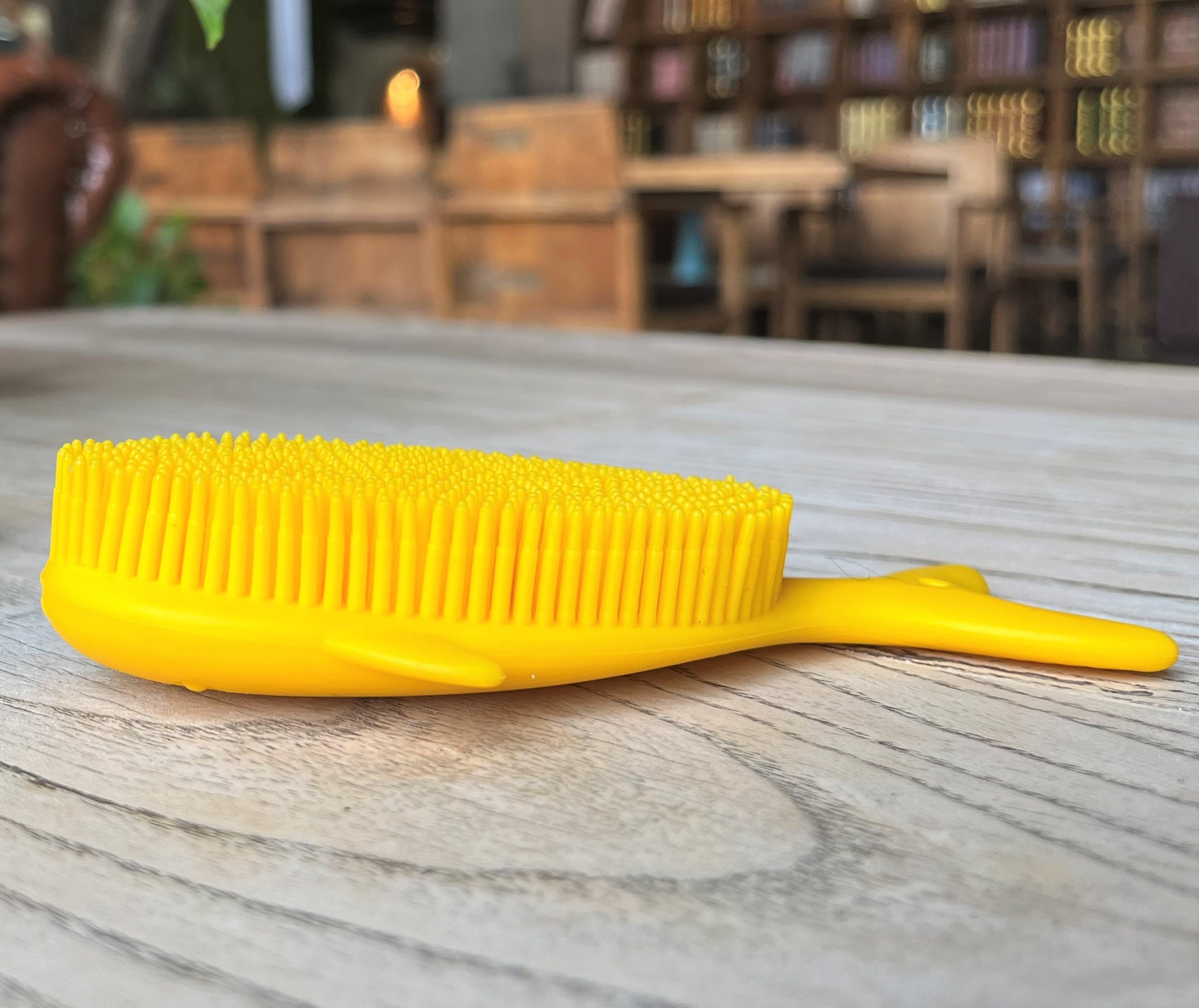 Penepico Premium Sensory Brush – 2-in-1 Silicone Bath Loofah for Kids (Whale, Yellow)