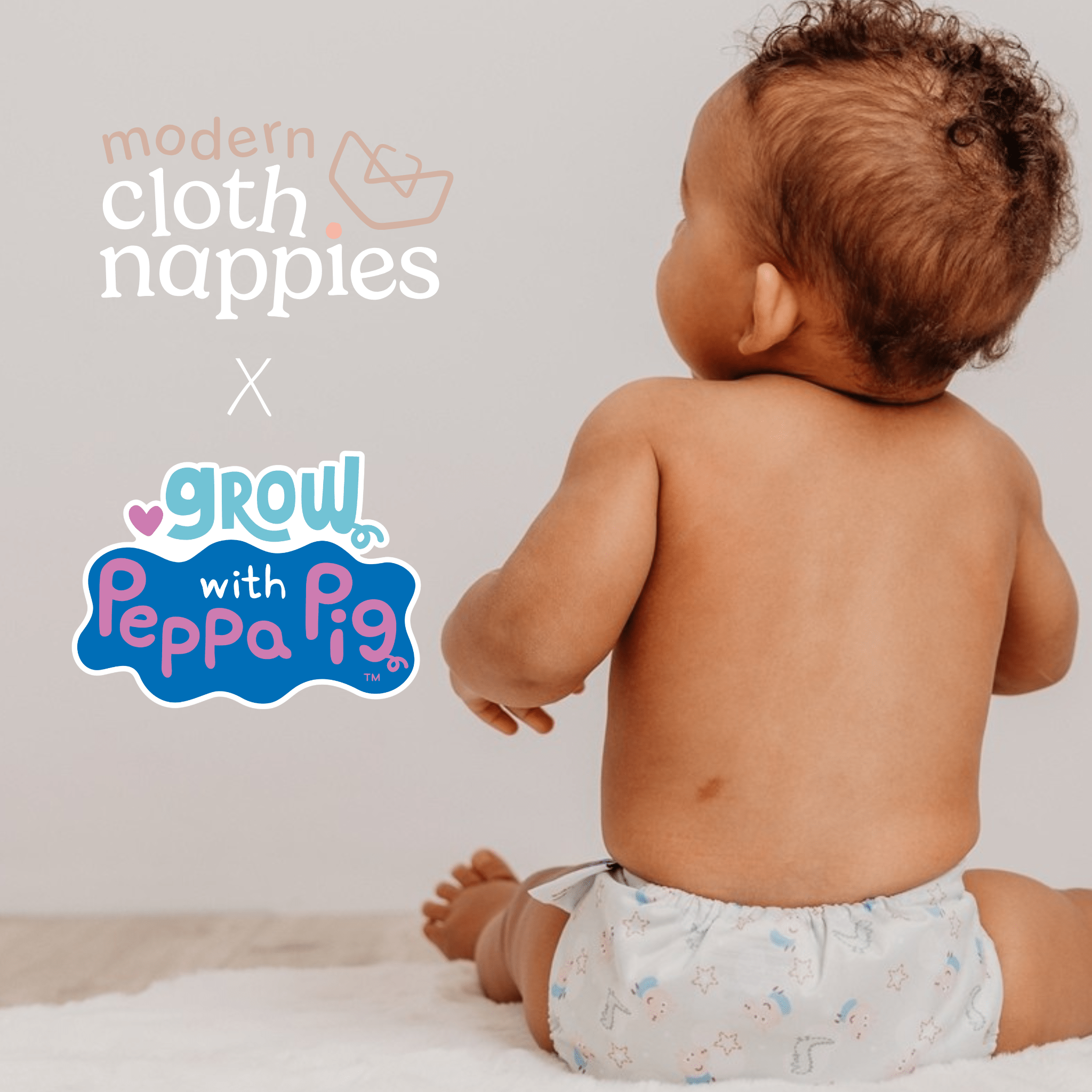 Peppa Pig One Size All-In-One Reusable Cloth Nappy - George & Mr.Dinosaur | White