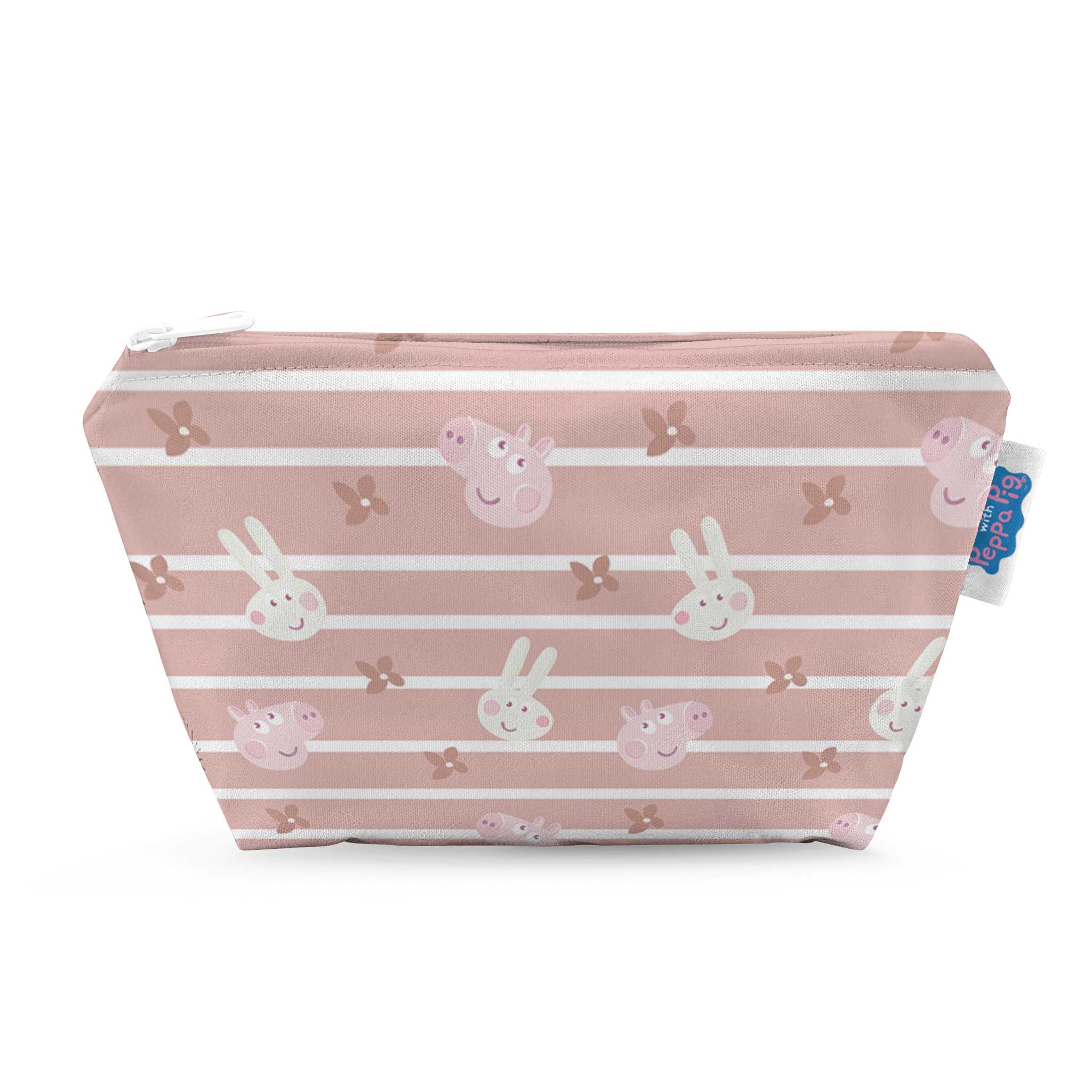 Peppa Pig Small Reusable Cloth Wipe Wet Bag - Blush Stripe