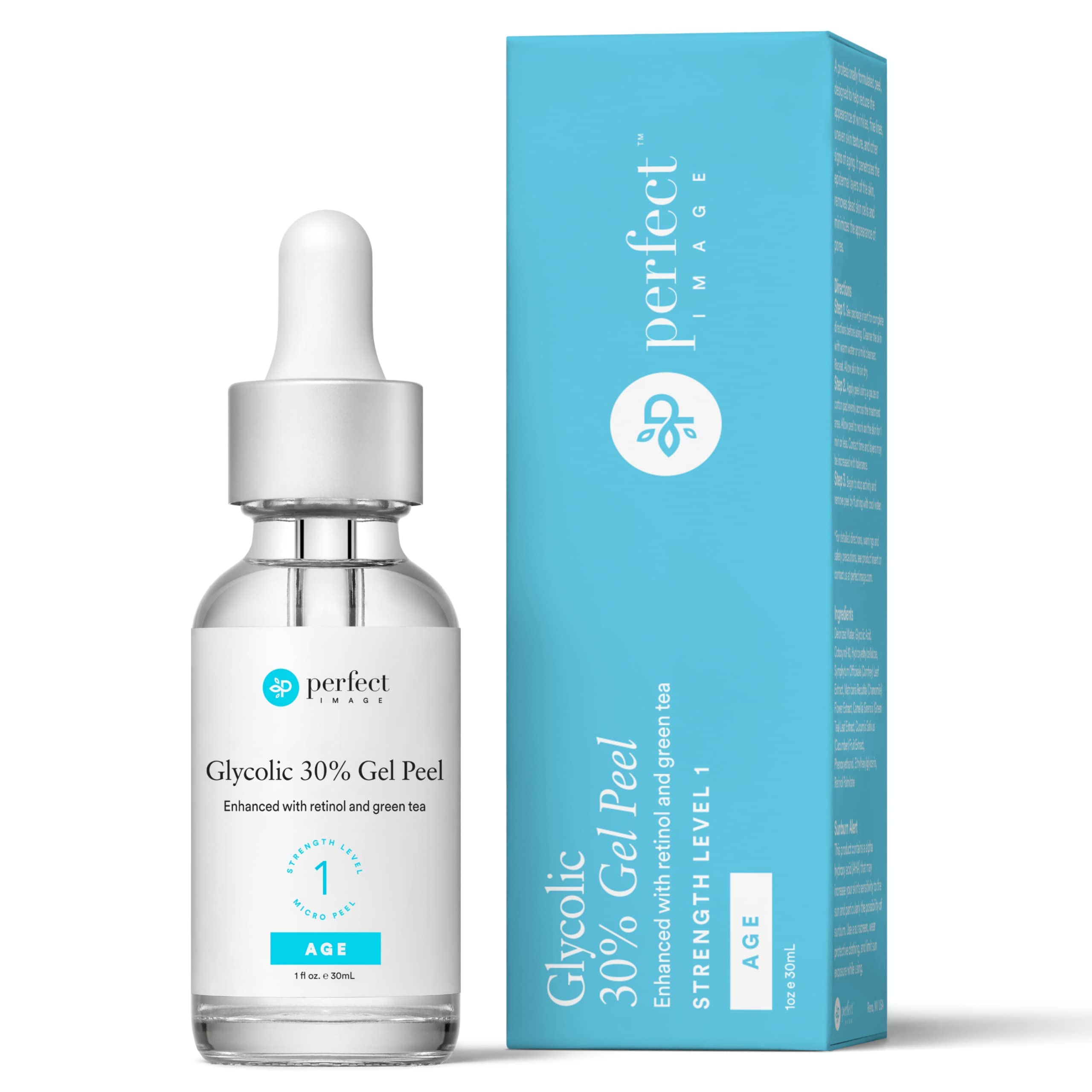 Perfect Image Glycolic 30% Gel Peel – Retinol & Green Tea, 1 oz | Professional Chemical Peel