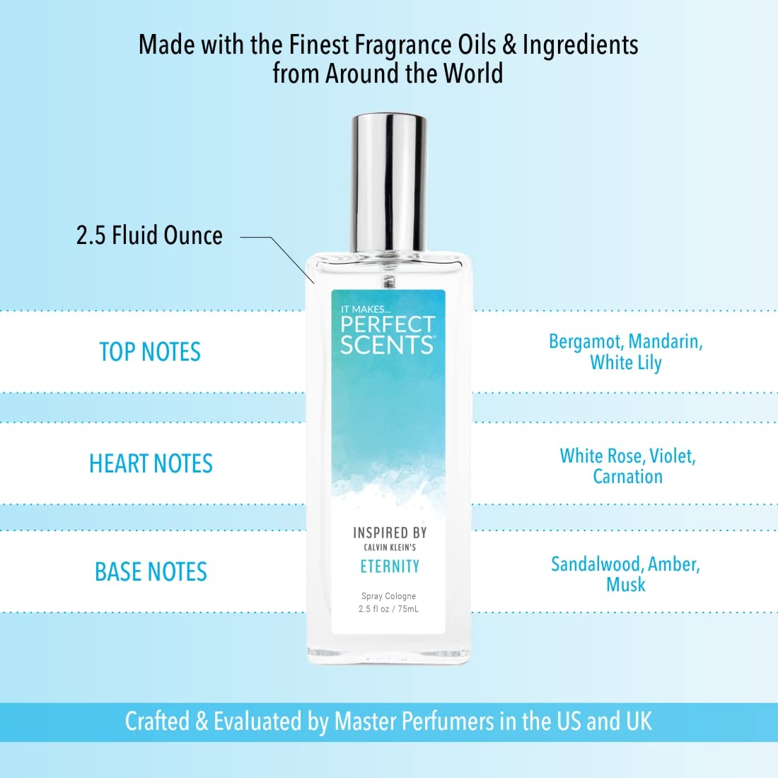 Perfect Scents Eternity Women’s EDT | Vegan, Paraben Free | 2.5 oz | Cruelty Free