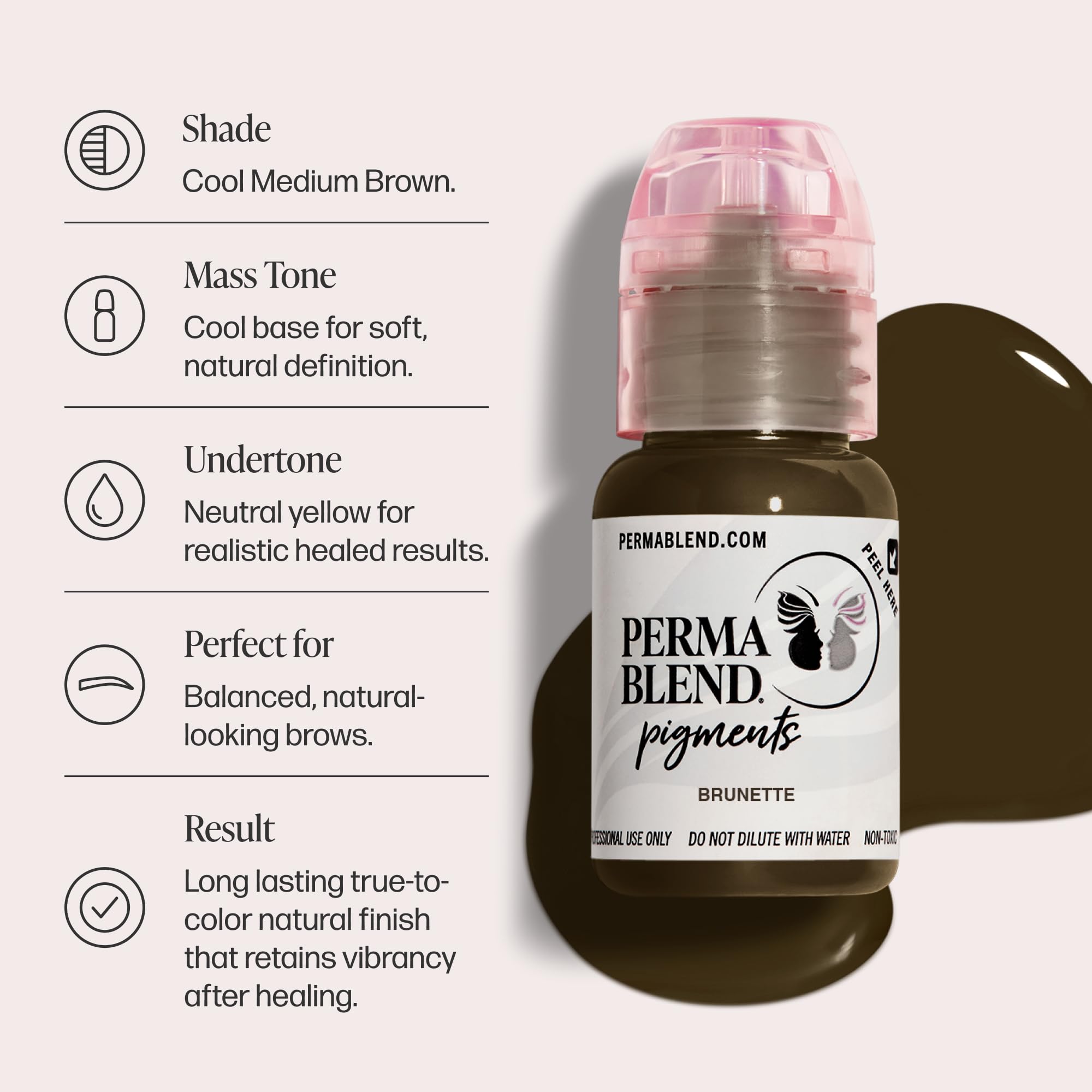 Perma Blend Brunette Tattoo Ink - High Opacity Vegan Microblading Pigment (0.5 oz)