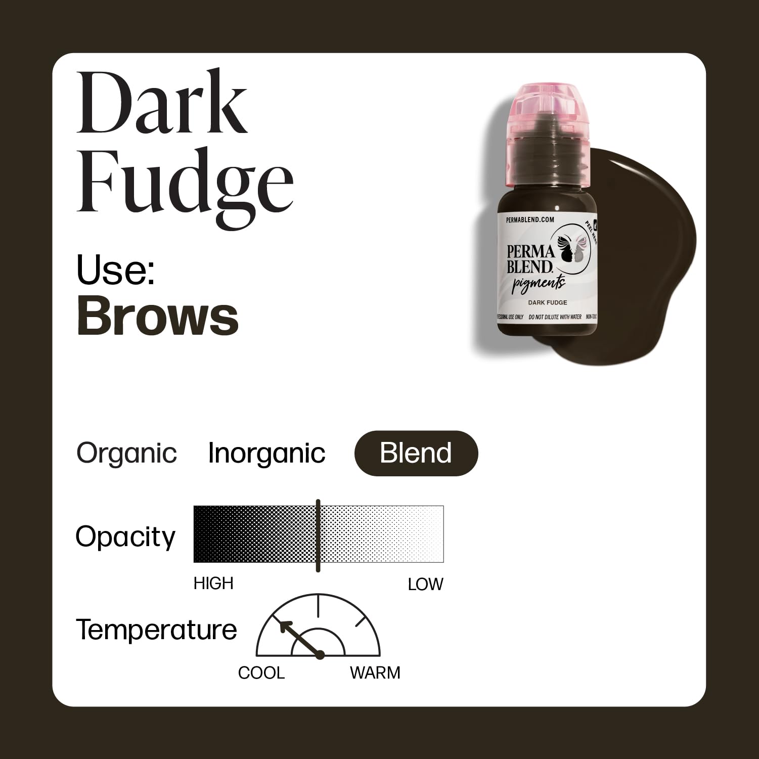 Perma Blend Dark Fudge Microblading Ink – Dark Brown, Vegan, 0.5 oz for Permanent Eyeliner