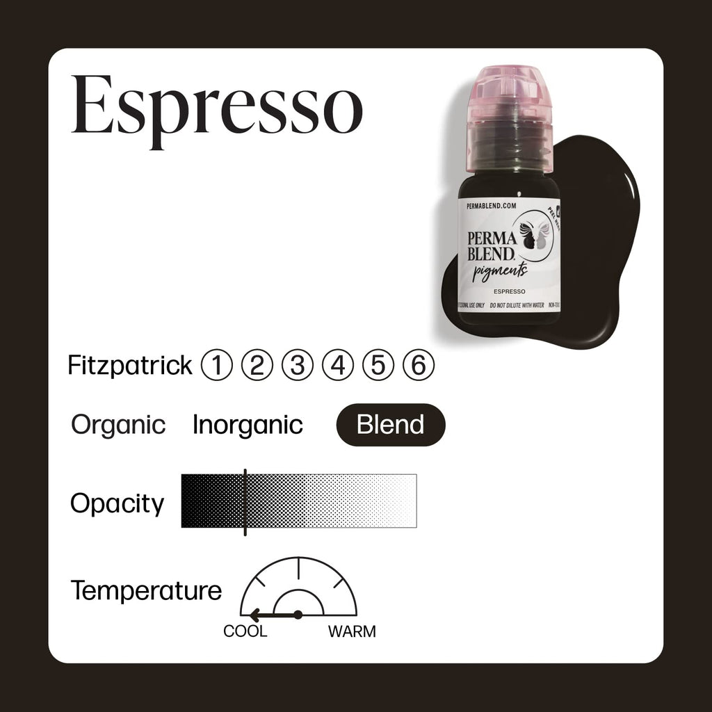 Perma Blend Espresso Brown Tattoo Ink – Vegan Microblading Pigment for Brows (0.5 oz)