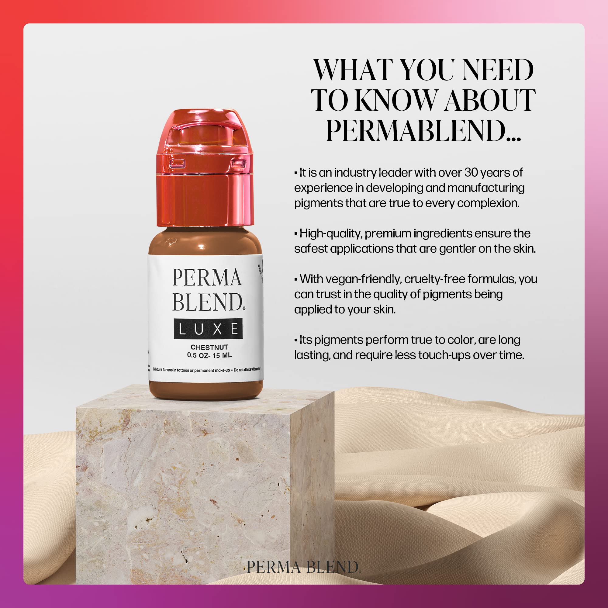 Perma Blend Luxe Chestnut Lip Tattoo Ink – Vegan, Cruelty-Free Microblading Pigment (0.5 oz)