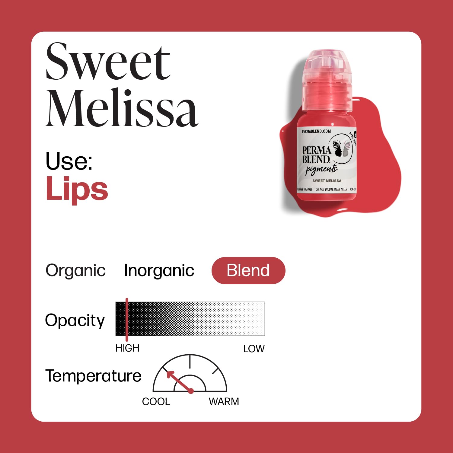 Perma Blend Sweet Melissa Lip Blush Ink – Natural Medium Pink Permanent Makeup Tattoo Ink (0.5 oz) – Vegan