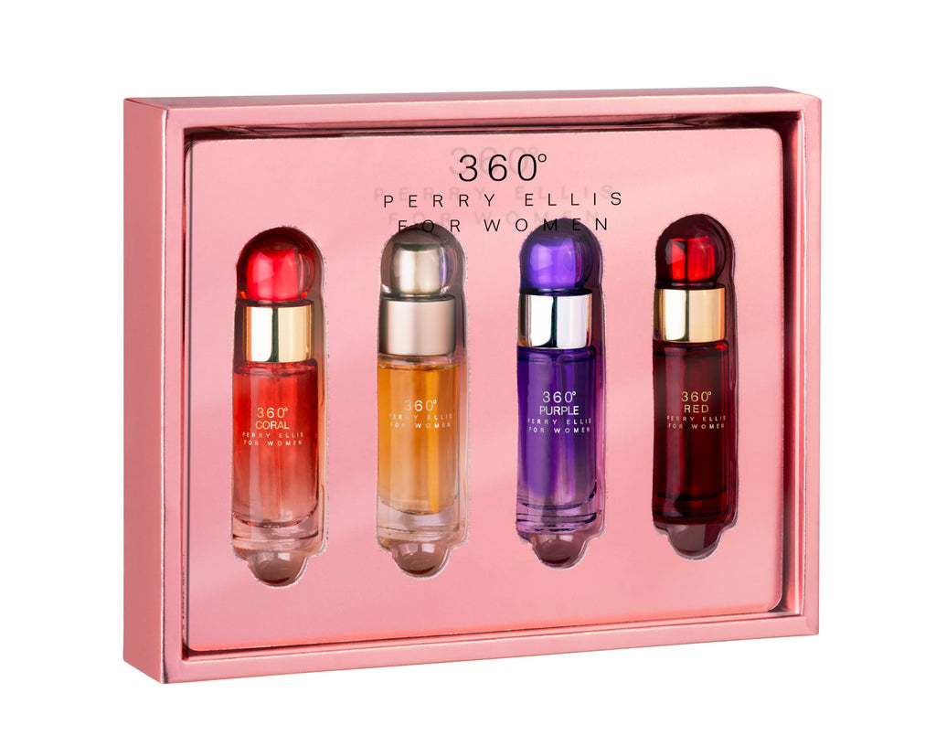 Perry Ellis 360° Women 4-Piece Mini Gift Set – 0.25 fl oz Travel Sprays
