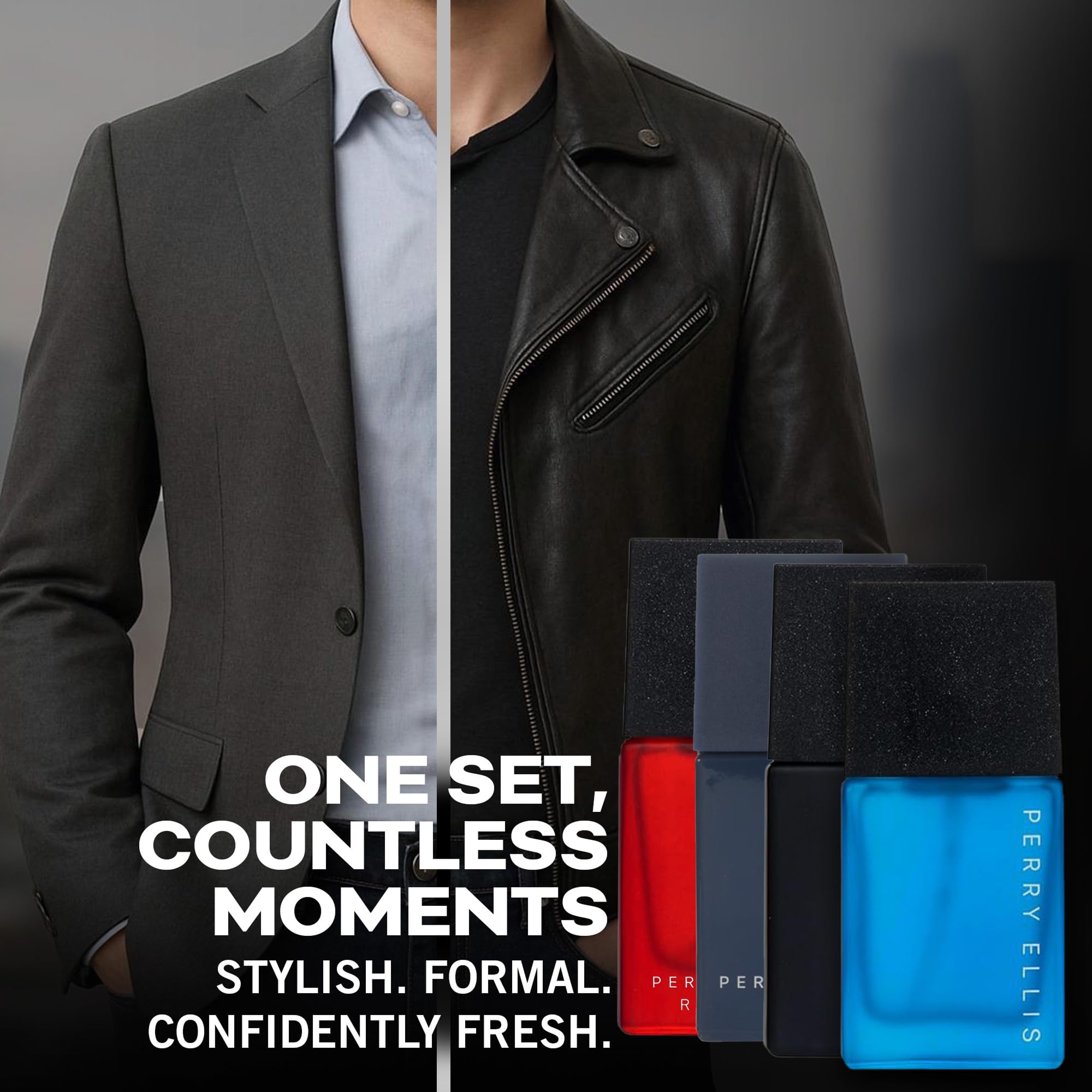 Perry Ellis Men's Mini Coffret Gift Set - Red Sky, Sky, Midnight & Pure Blue (4 x .25 oz EDT Travel Sprays)