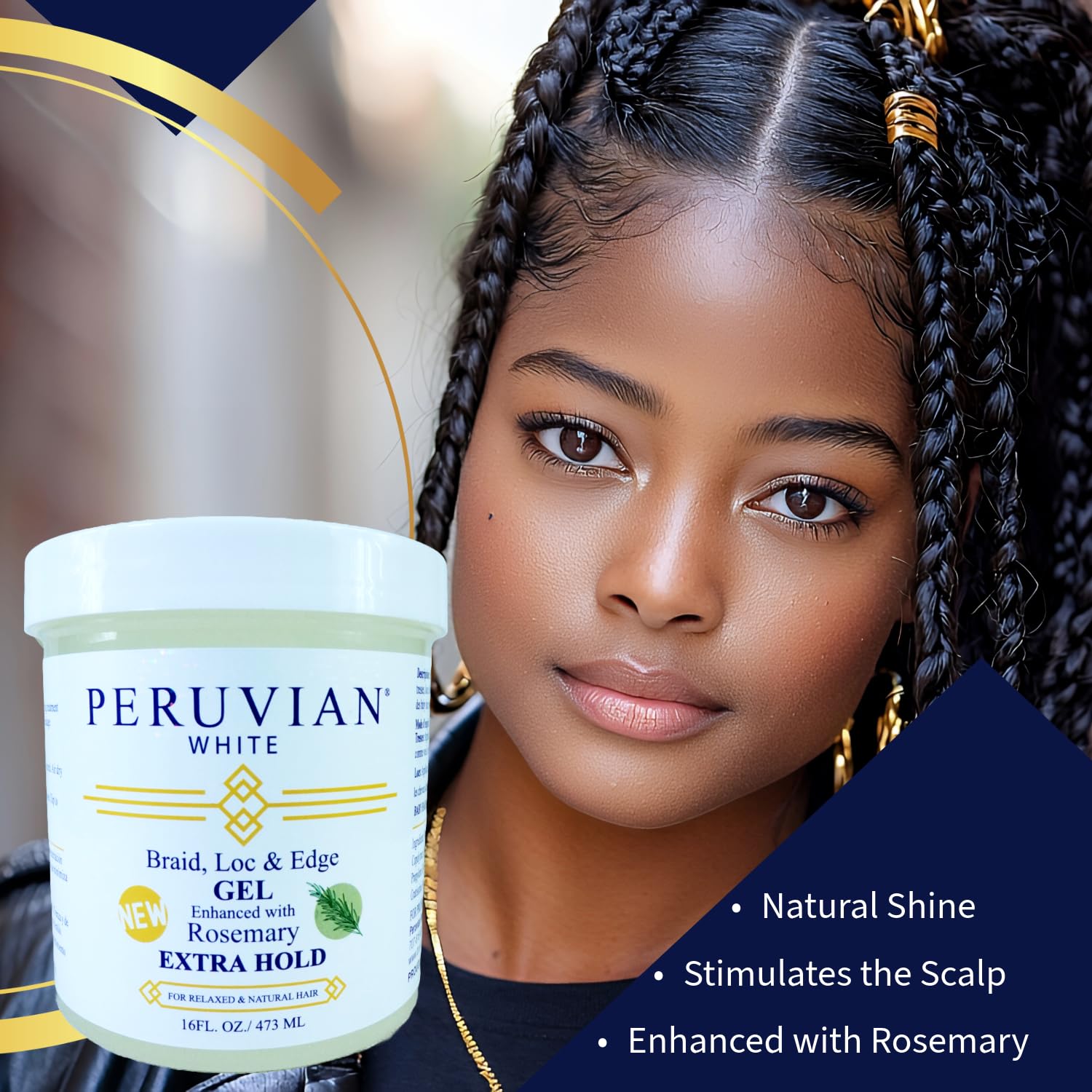 Peruvian White Braid, Loc & Edge Gel EXTRA HOLD – Rosemary, 16 oz
