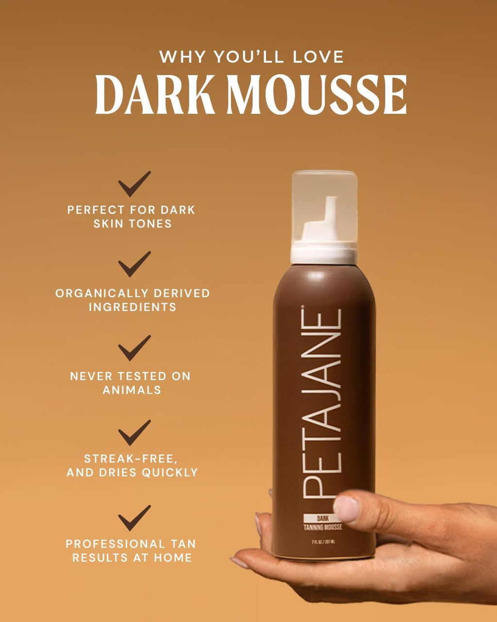 Peta Jane PETAJANE Dark Tanning Mousse – 14 oz Duo Pack, Fast & Even Self-Tan