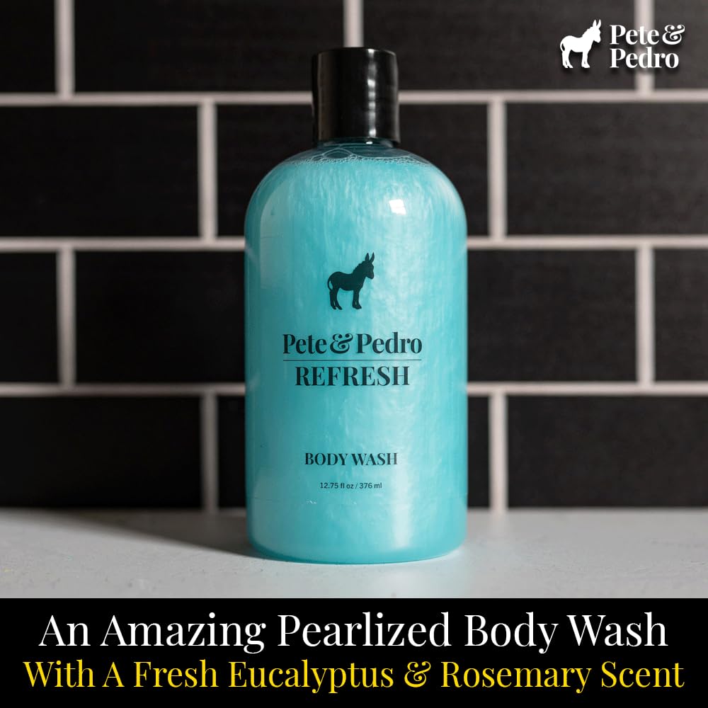 Pete & Pedro REFRESH Body Wash – Energizing Eucalyptus & Rosemary | As Seen On Shark Tank, 12.75 oz
