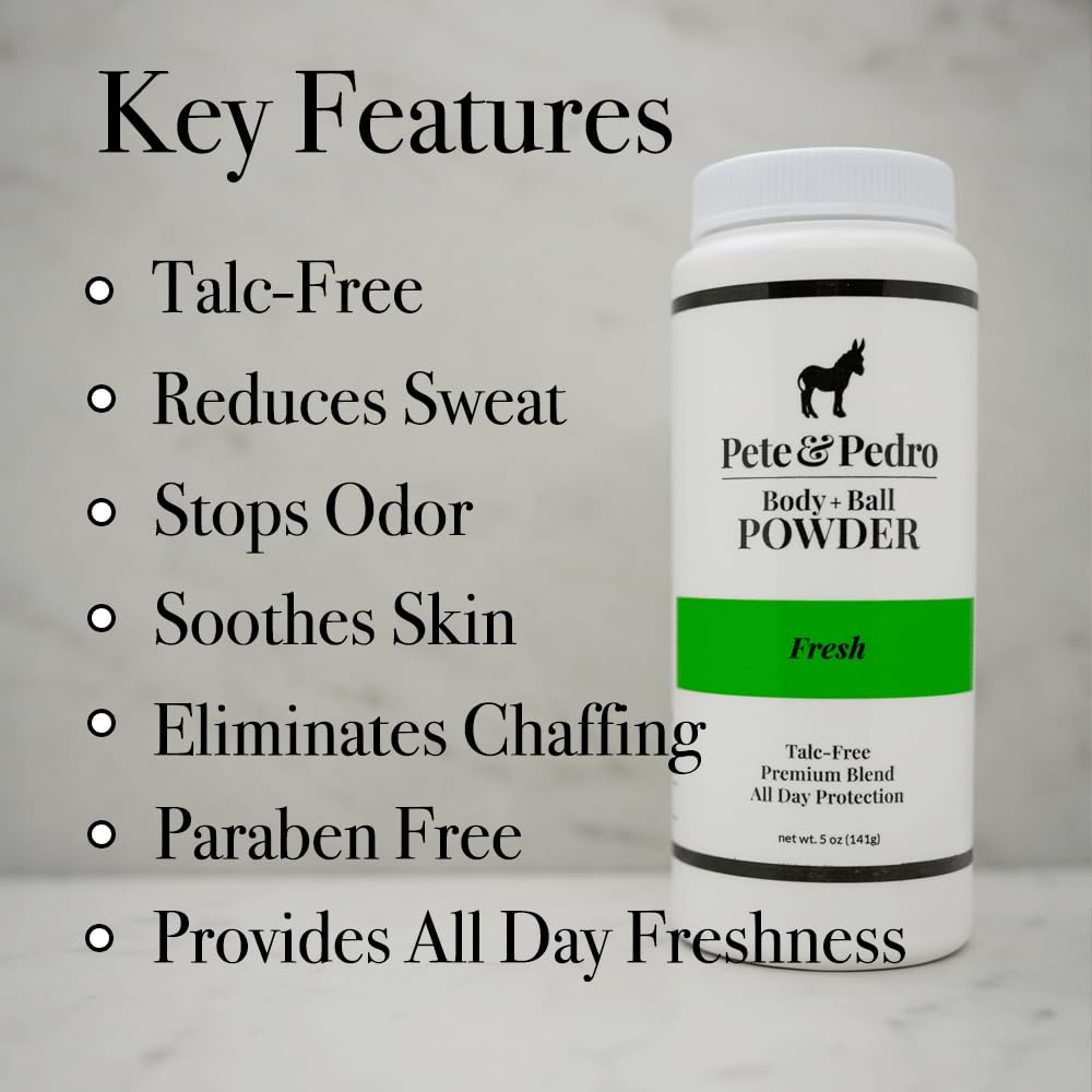Pete & Pedro Body & Ball Powder Fresh Scent – Talc-Free Men’s Powder, 4.4 oz