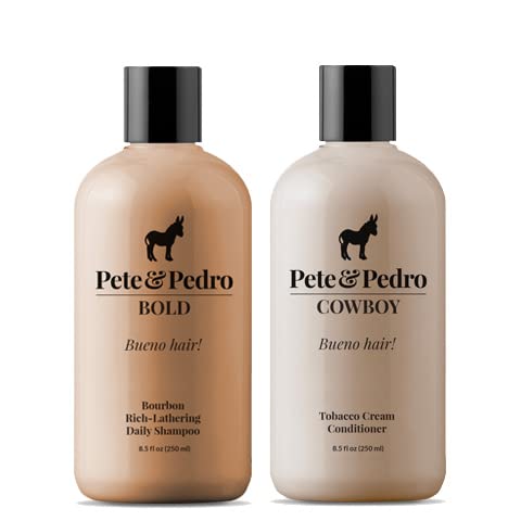 Pete & Pedro Bold & Cowboy Hair Care Set — Bourbon & Tobacco Scent, Daily Hydration, 8.5 oz Each