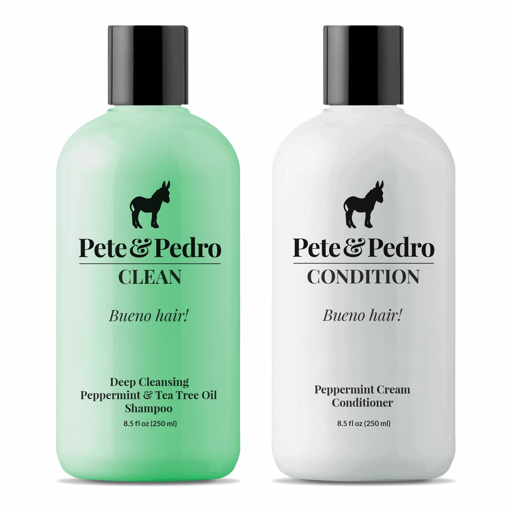 Pete & Pedro CLEAN & CONDITION SET – Tea Tree Shampoo & Peppermint Cream Conditioner (8.5 oz each)