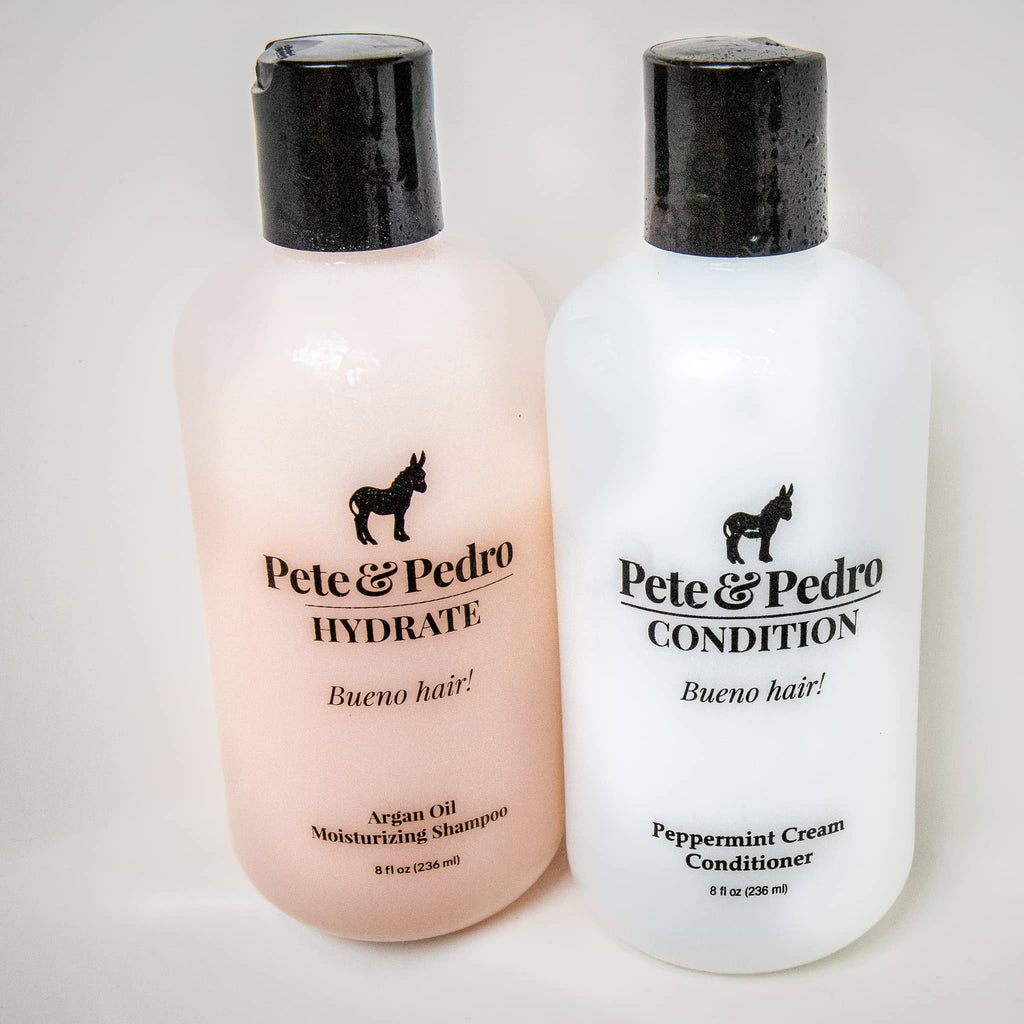 Pete & Pedro HYDRATE & CONDITION Hair Care Set – Argan Oil Shampoo & Peppermint Conditioner (8.5 oz) | Shark Tank