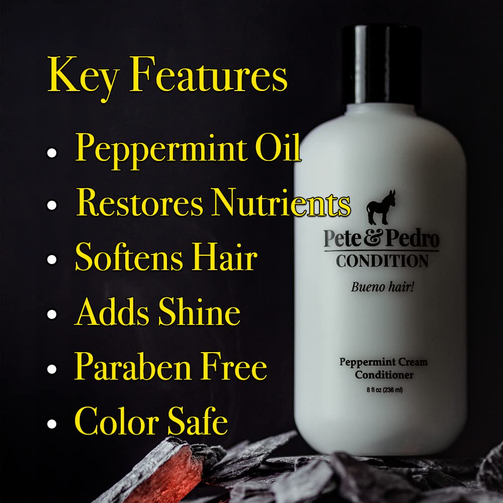 Pete & Pedro CLEAN & CONDITION SET – Tea Tree Shampoo & Peppermint Cream Conditioner (8.5 oz each)