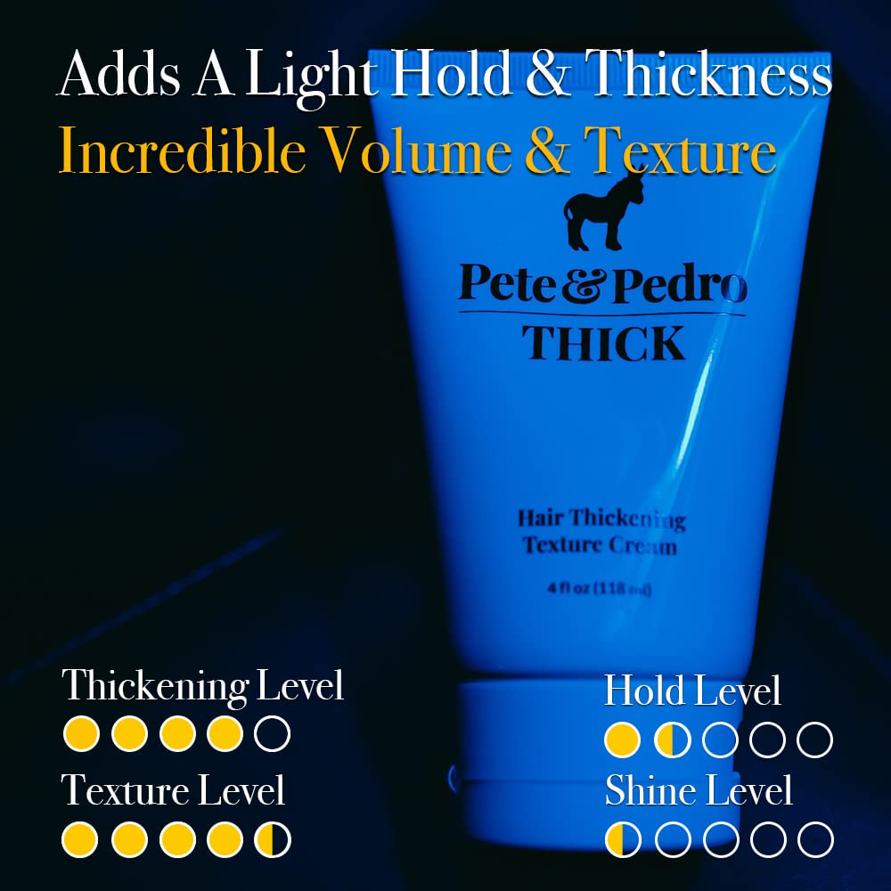 Pete & Pedro THICK Hair Cream – Light-Holding Thickening Texture for Fine & Thinning Hair | 4 oz | Shark Tank