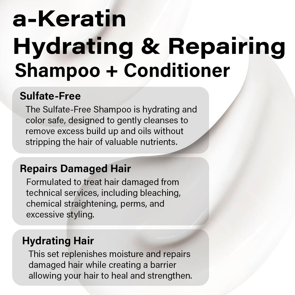 Peter Coppola a-Keratin Hydrating & Repairing Shampoo & Conditioner Duo – Strengthen Damaged Hair (10 oz)