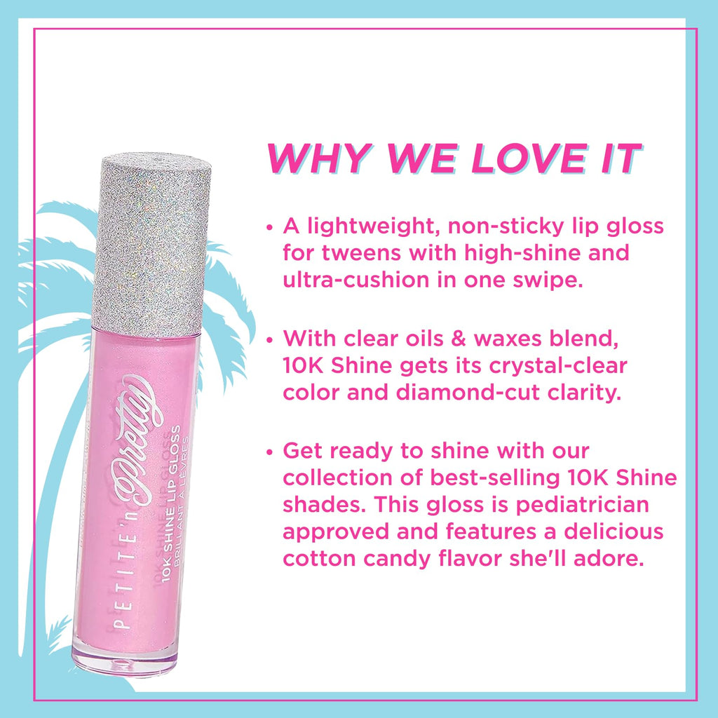 Petite N Pretty 10K Shine Lip Gloss Gia Pink – Kid-Friendly Gloss Made in USA