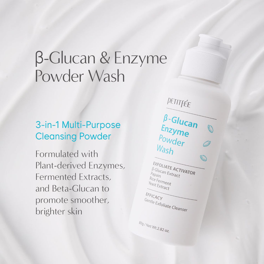 Petitfee B-Glucan Enzyme Wash - Gentle Powder Cleanser with Papain & Rice Ferment