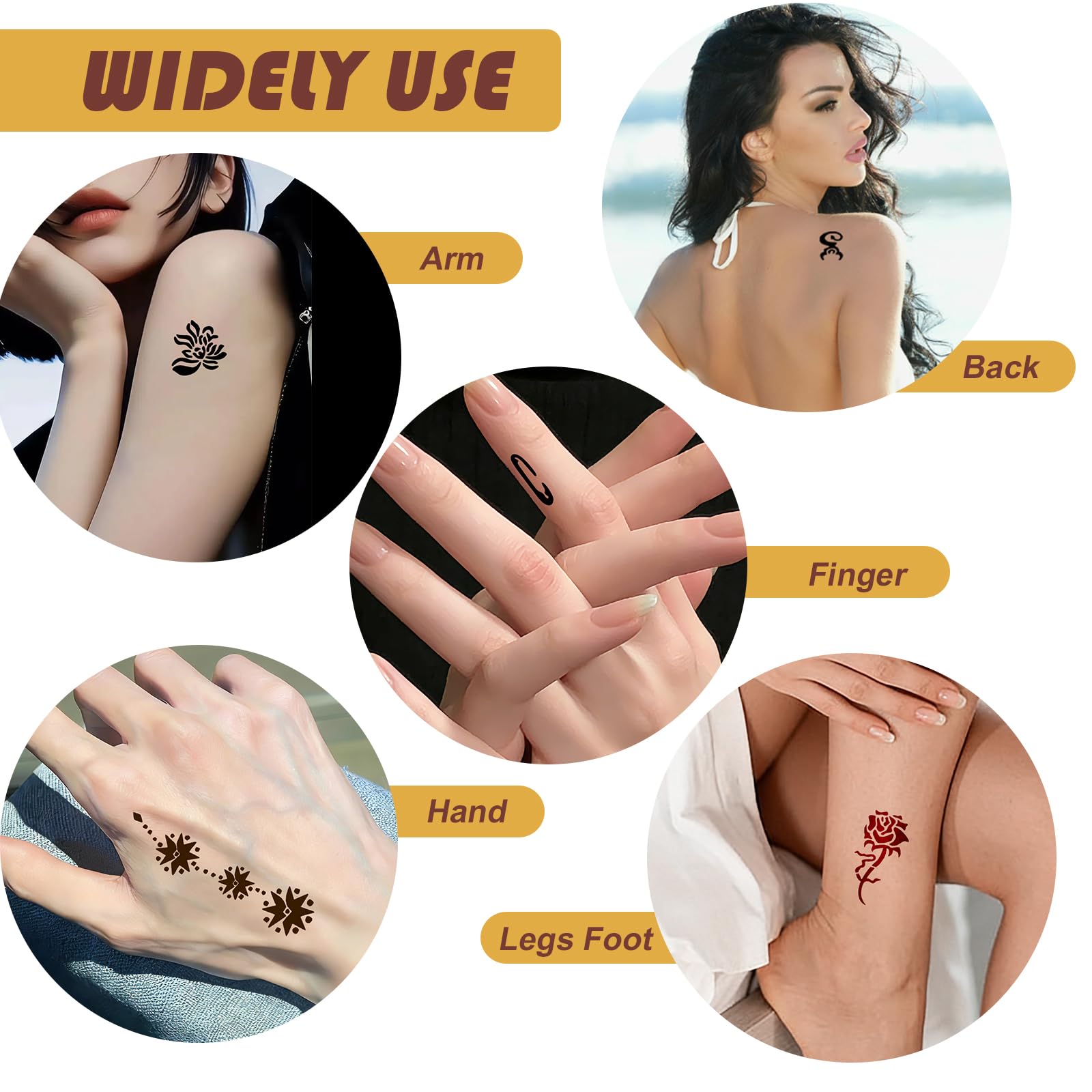 PFARRER Temporary Tattoos Kit – 6 Inks in 3 Colors, 133 Templates, DIY Body Art