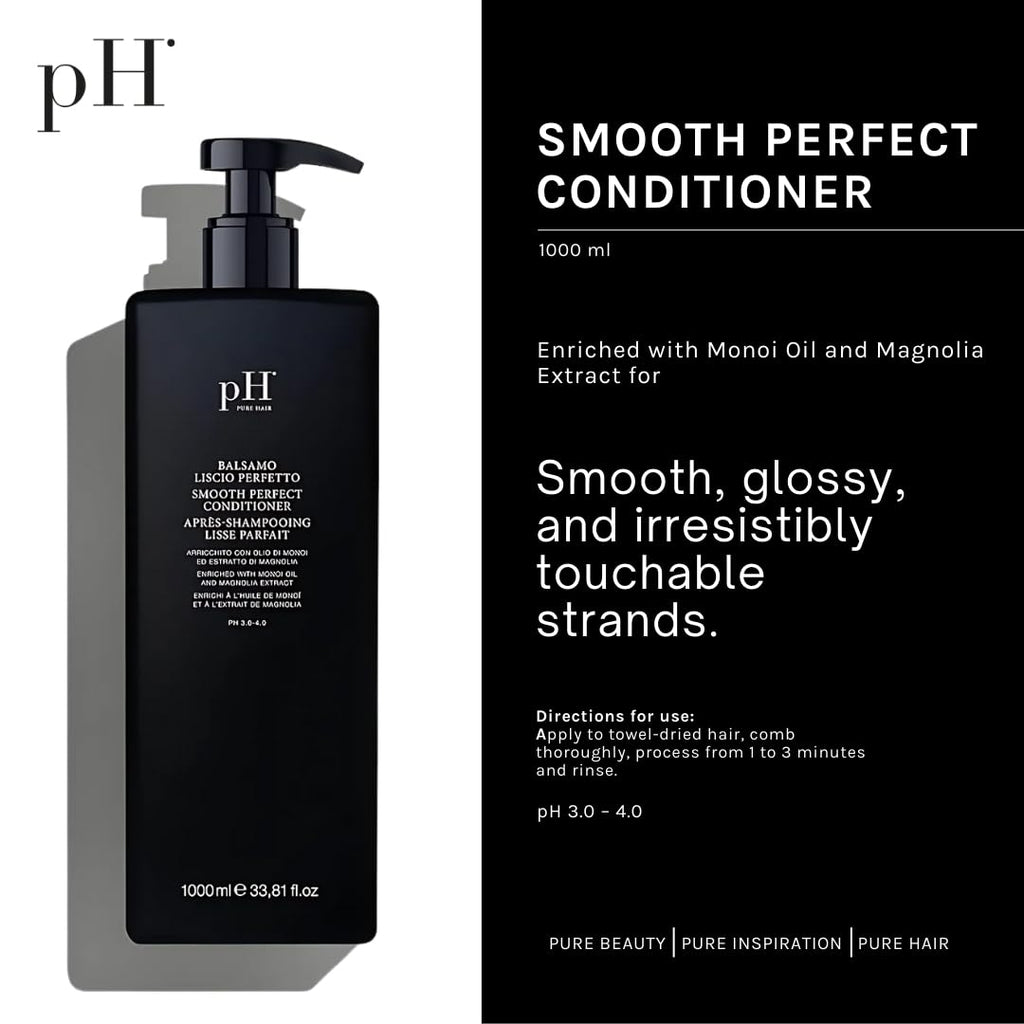 pH PURE HAIR Smooth Perfect Anti-Frizz Conditioner | Monoi Oil & Magnolia Extract | 33.8 oz