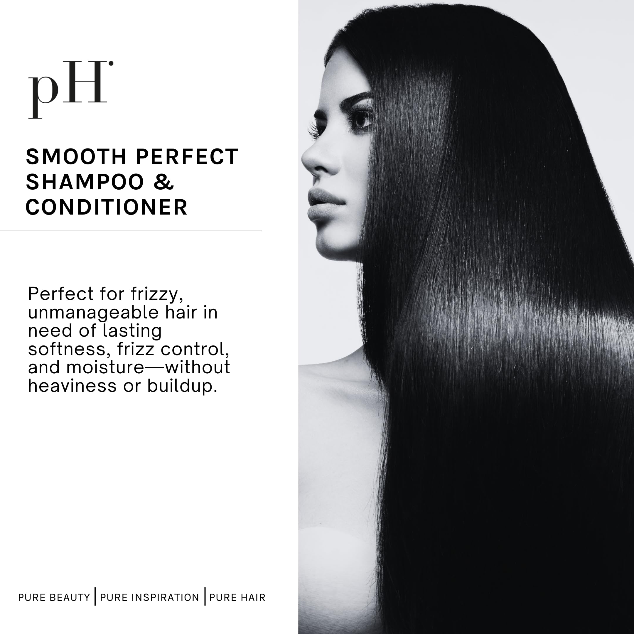 pH PURE HAIR Smoothing Duo – Sulfate-Free Anti-Frizz Shampoo & Conditioner for Dry & Curly Hair