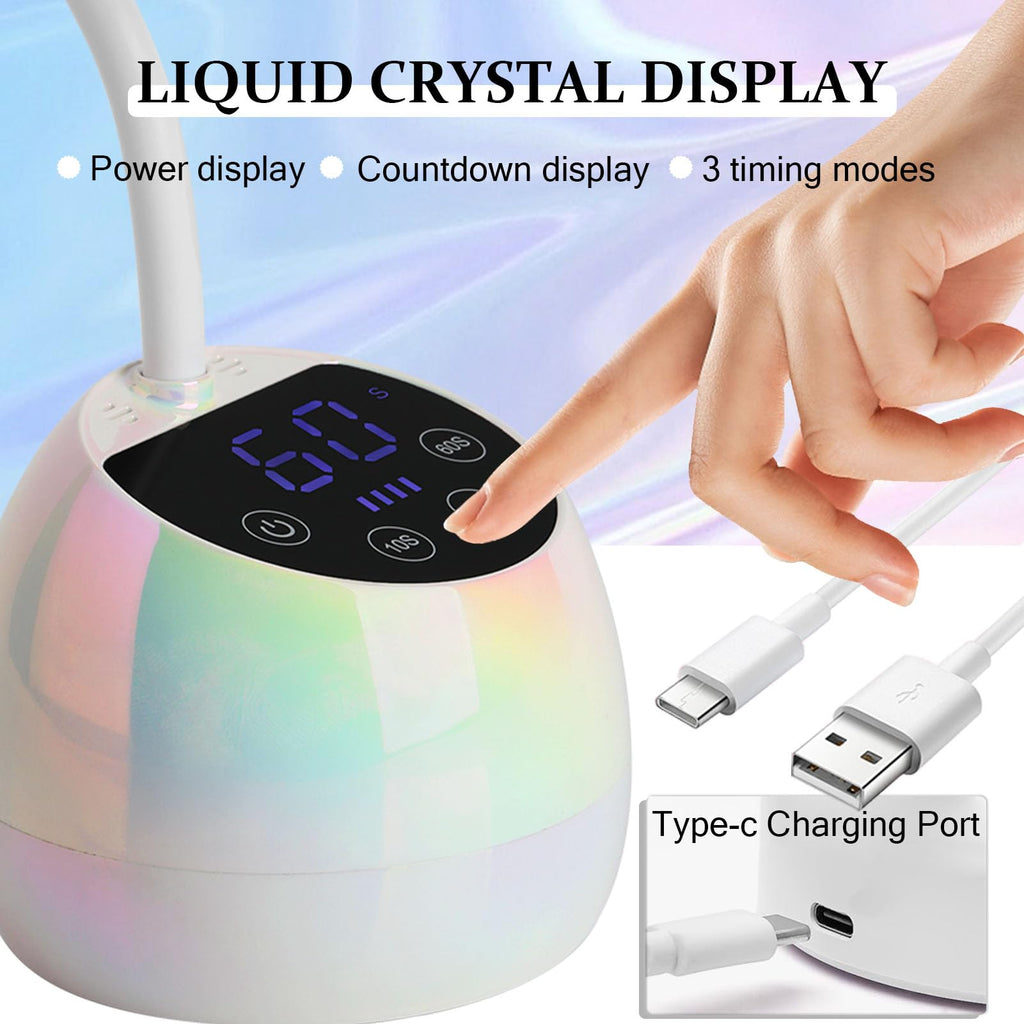 PHAIN U V LED Nail Lamp 36W – Cordless Gooseneck UV/LED Nail Dryer with 3 Timers & LCD