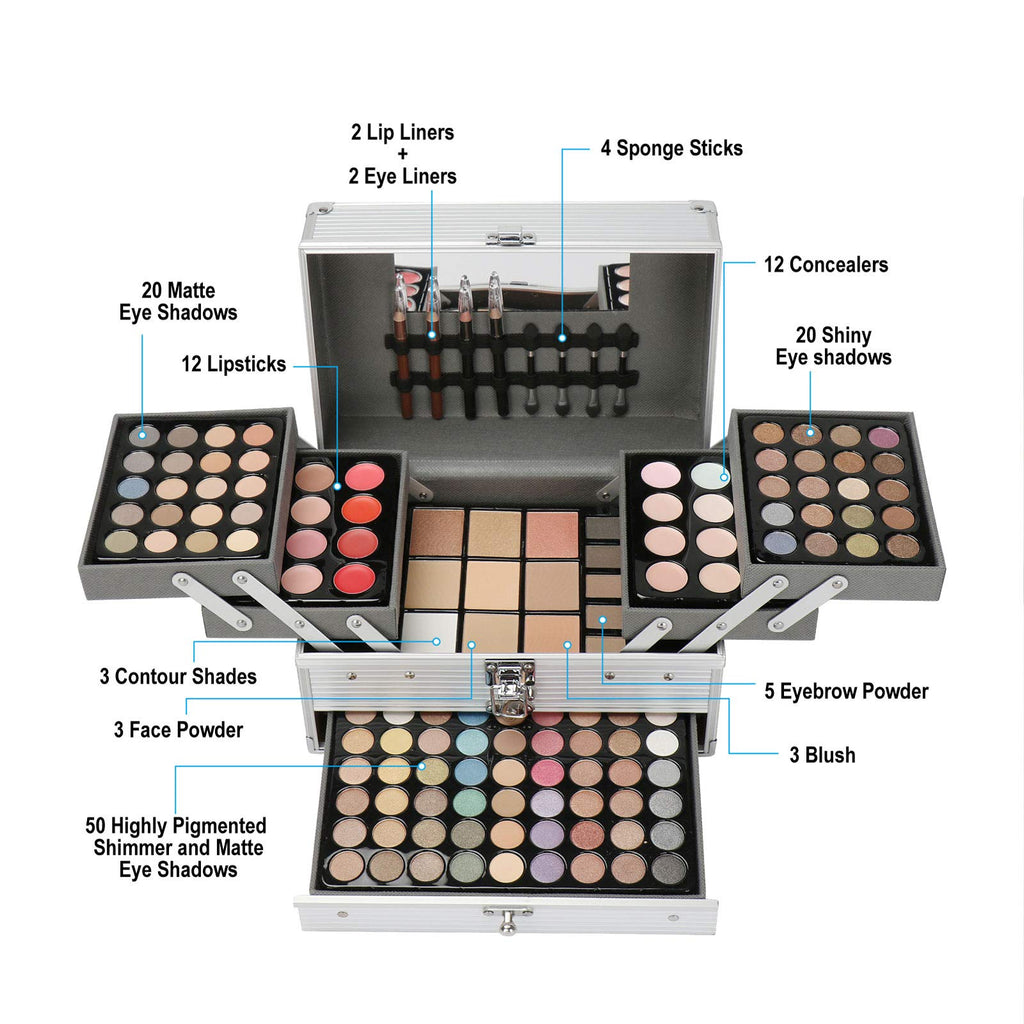 PhantomSky Professional 132 Colors All-in-One Makeup Palette | Eyeshadow, Concealer, Brow, Lip Gloss & Powder