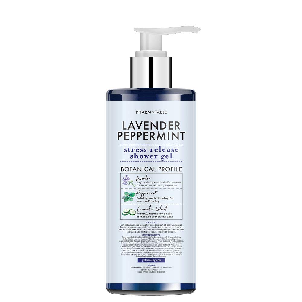 PHARM TO TABLE Stress Release Shower Gel – Lavender & Peppermint, 32oz (960mL)