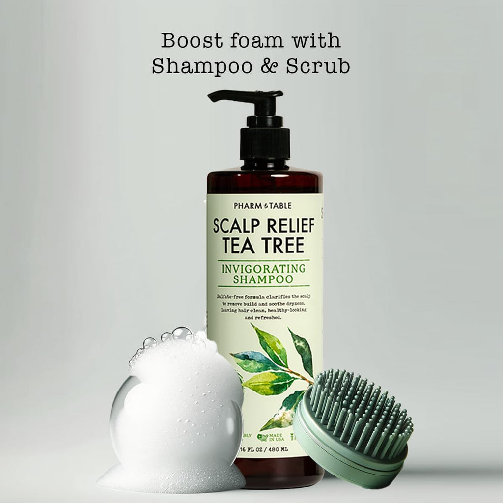PHARM TO TABLE Tea Tree Shampoo – Deep Cleansing, Sulfate-Free (16.2oz) for Dry, Itchy Scalp