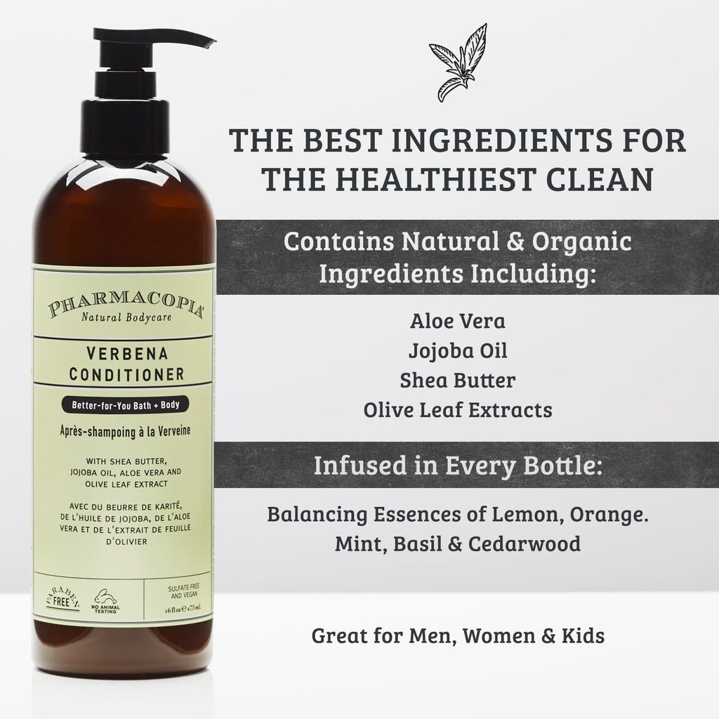 Pharmacopia Verbena Conditioner - Natural Scalp Moisturizer, Vegan & Cruelty-Free Hair Care (16 oz)