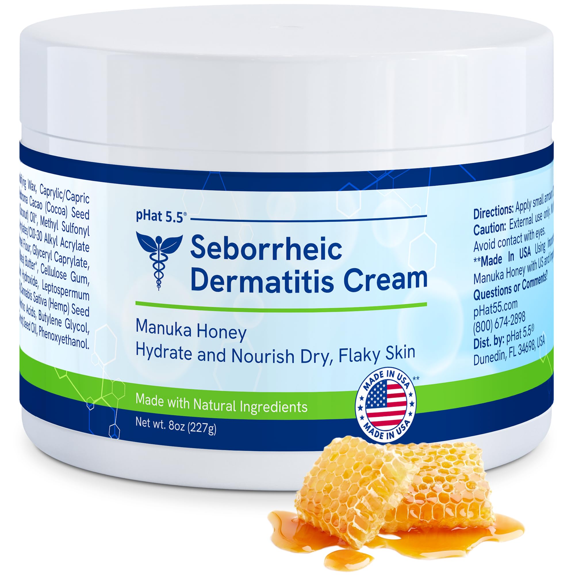 pHat 5.5 Seborrheic Dermatitis Moisturizing Cream & Face Lotion for Women – Hydrating Anti-Itch (8oz)