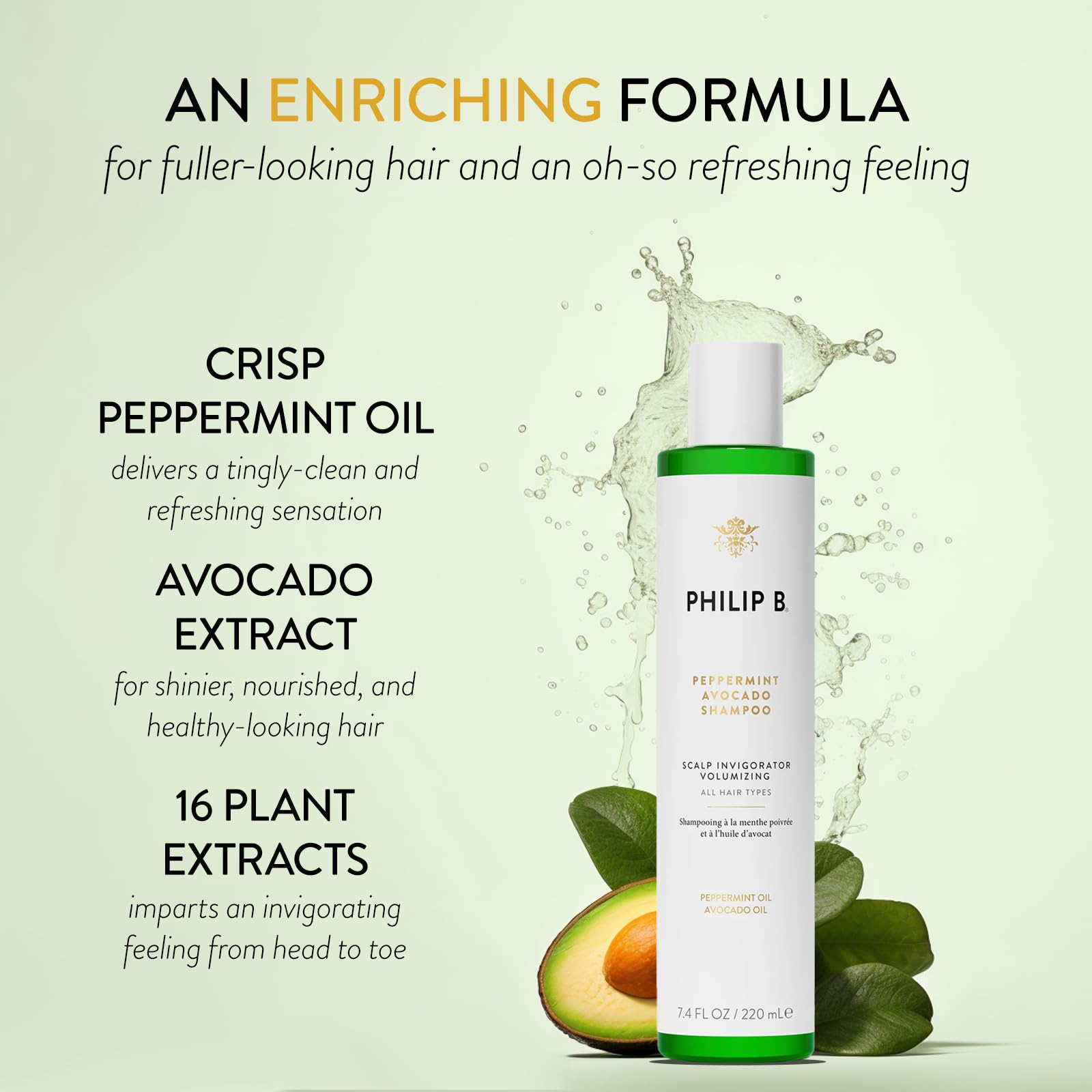 PHILIP B Peppermint Avocado Scalp Invigorating Kit – Shampoo, Conditioner & Scalp Massager