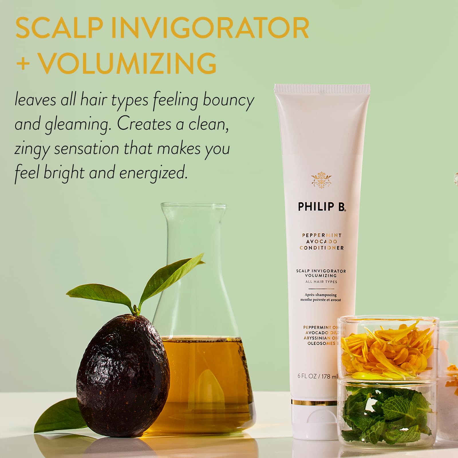 PHILIP B Peppermint Avocado Scalp Invigorating Kit – Shampoo, Conditioner & Scalp Massager