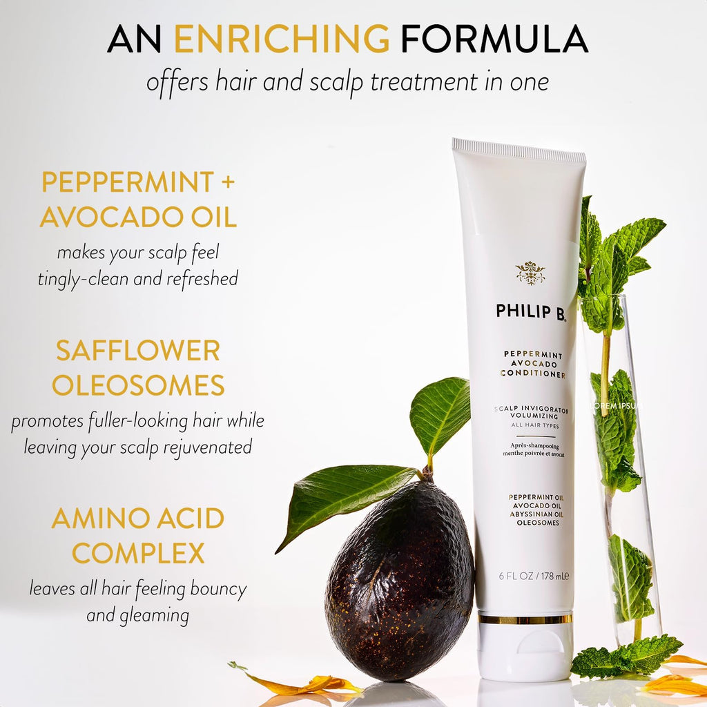 PHILIP B Peppermint Avocado Shampoo & Conditioner Set – Volumizing & Clarifying