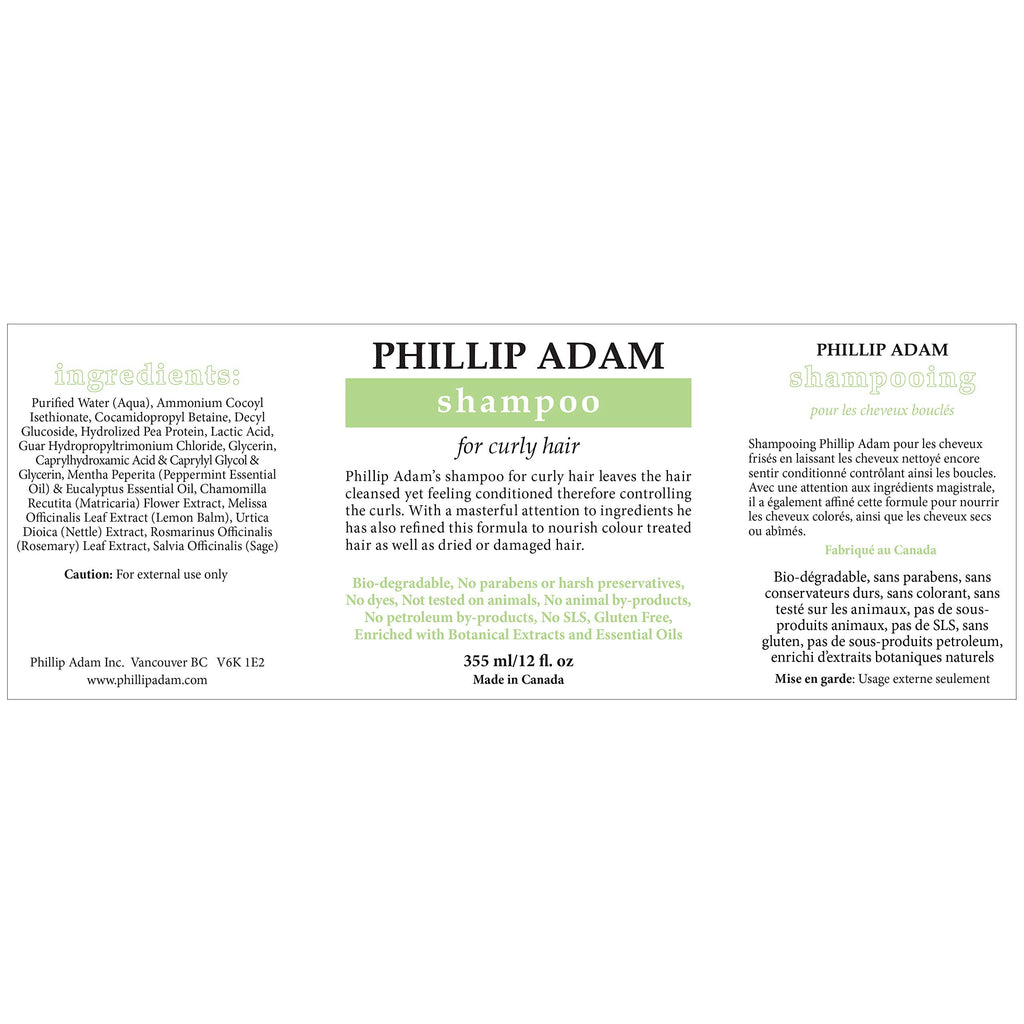 Phillip Adam Curly Hair Shampoo – Hydrating & Nourishing, Sulfate & Paraben Free, 12 oz