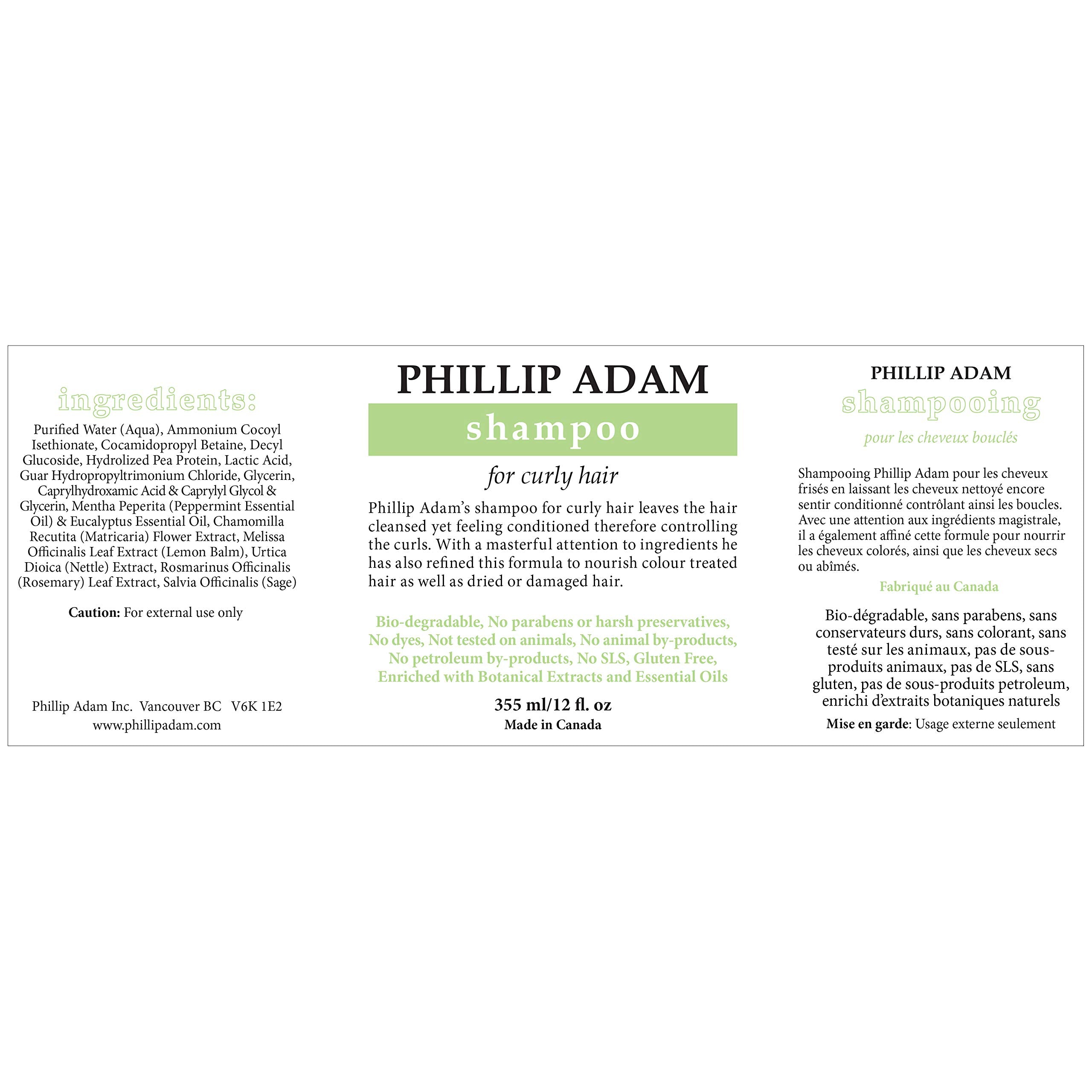 Phillip Adam Curly Hair Shampoo – Hydrating & Nourishing, Sulfate & Paraben Free, 12 oz